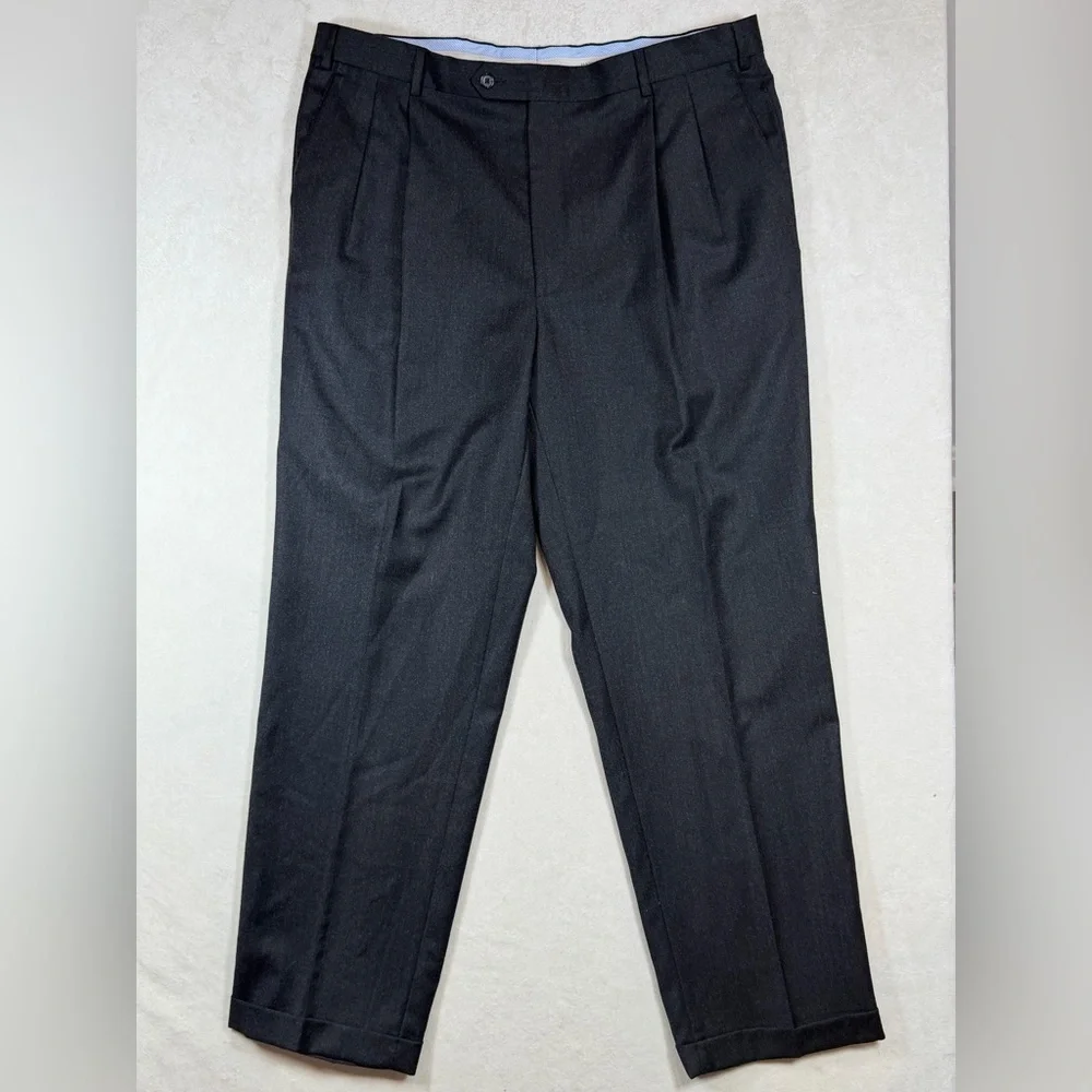 Enzo Mantovani Zignone Size 40W 32L Wool-Cashmere Charcoal Dress Pants